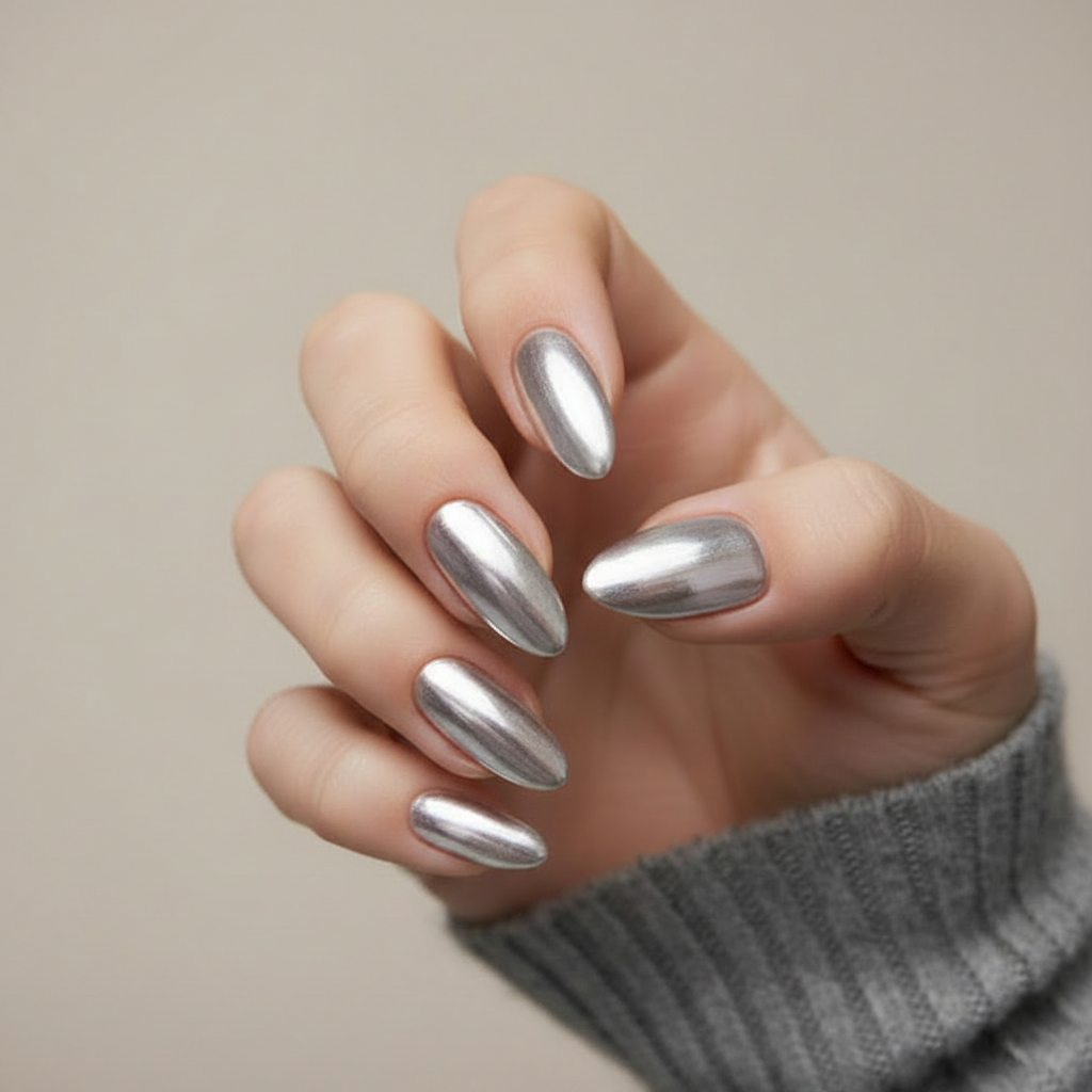 Chrome Nails Macro Closeup