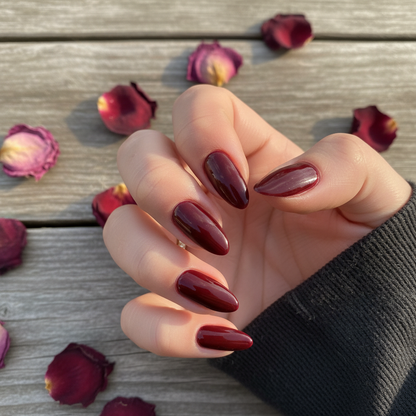 Nails on Wood with Rose Petals